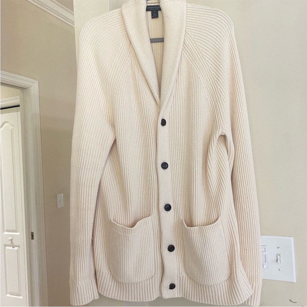 Banana Republic Organic Cotton Cable Knit Unisex Cardigan Sweater